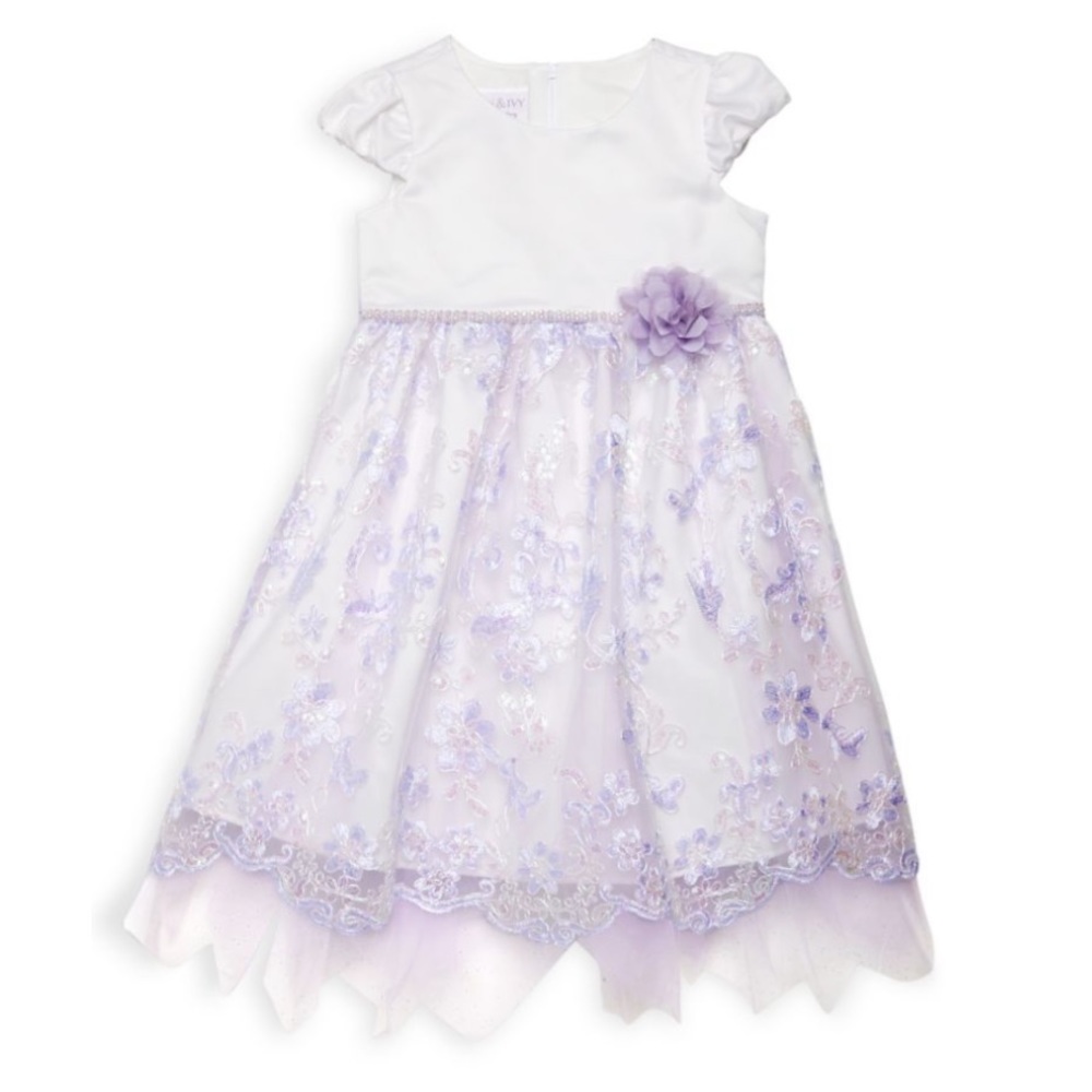 BonnieJean Floral Embroidered Toddler Girls Dress